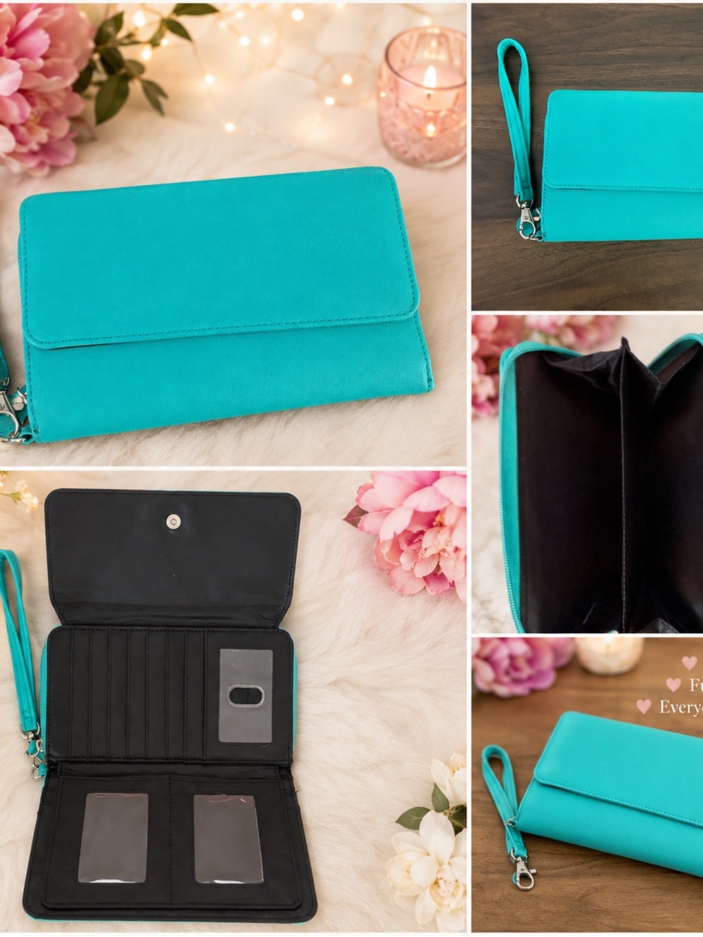 Turquoise Wristlet Wallet Case - Unbranded